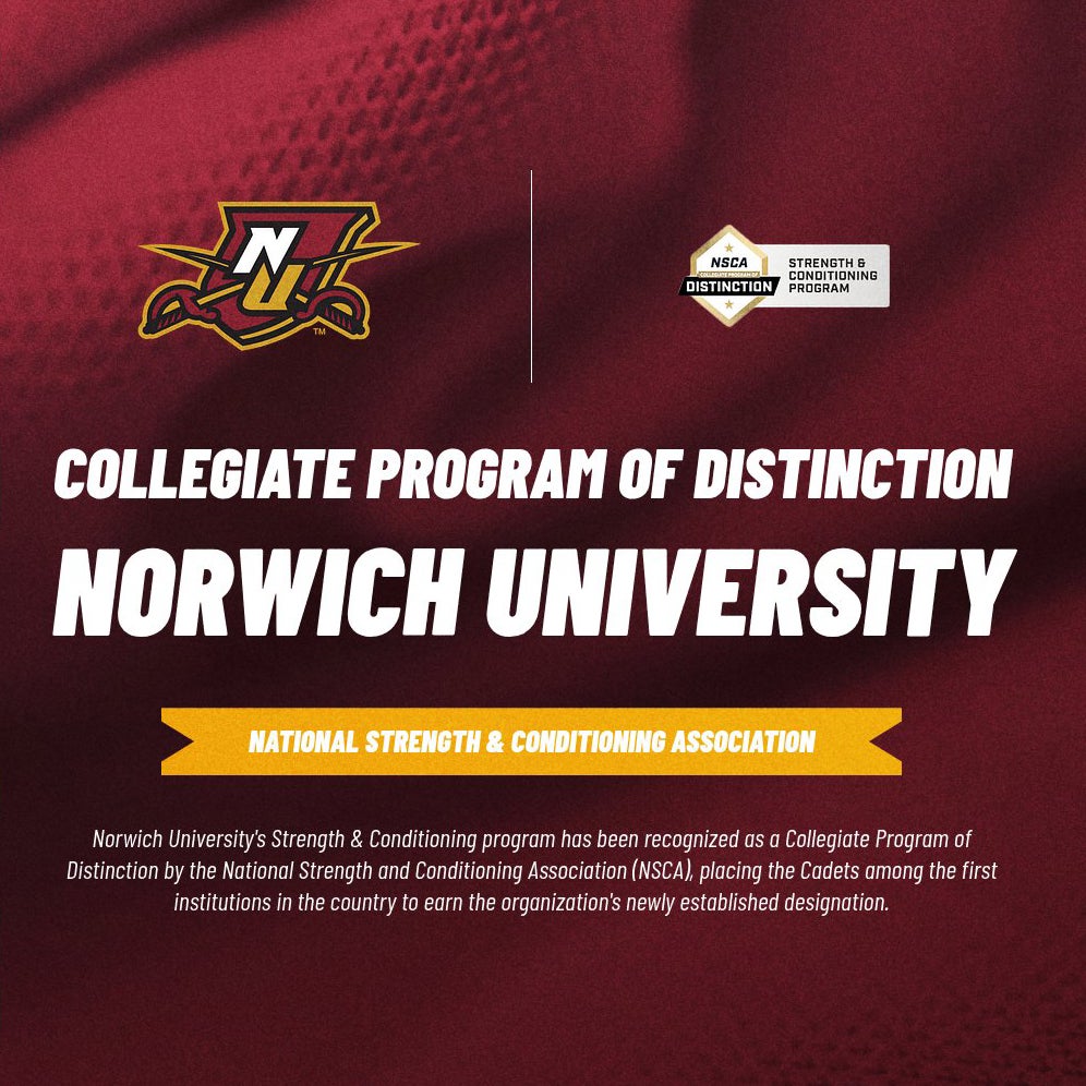 Norwich University Strength and Conditioning program recognized as an NSCA Collegiate Program of Distinction.