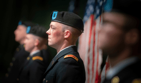 Norwich student commissioning into the Army.