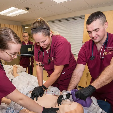 Norwich University Nursing Students working in simulation