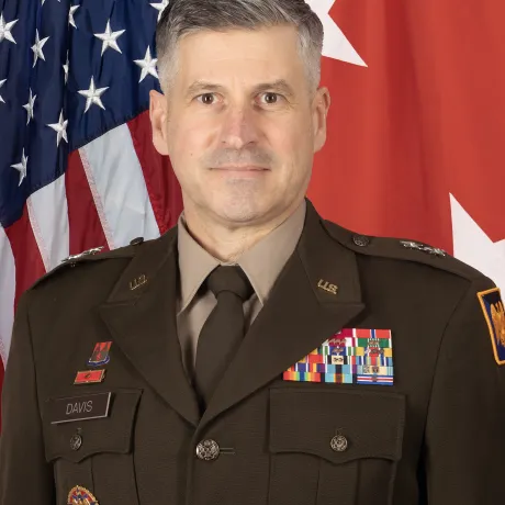 Robert Davis's professional headshot in Army uniform.
