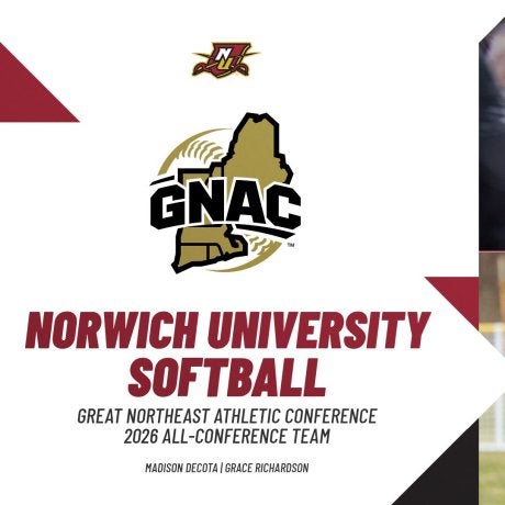 Graphic announcing Norwich University Softball GNAC 2026 All-Conference Team.