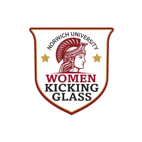 Shield Logo for Norwich University Women Kicking Glass