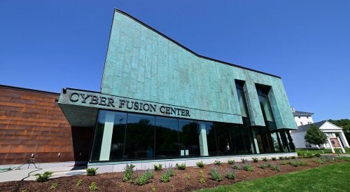Exterior of Norwich University’s Cyber Fusion Center on a sunny day