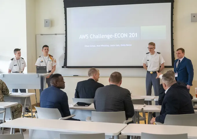 Students participating in the AWS Business Case Competition