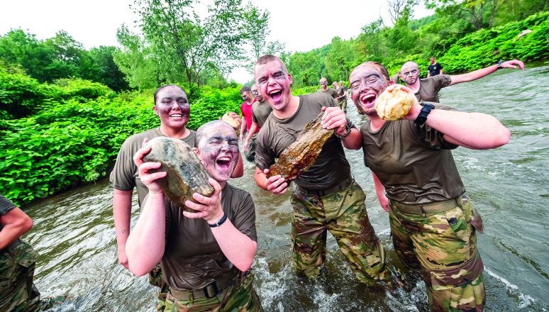 2023 Rooks holding rocks while completing Dog River Run