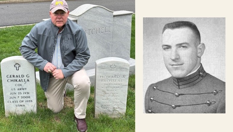 Classmate at past commandant's COL Gerald G. Chikalla's, (Ret.) USA grave stone