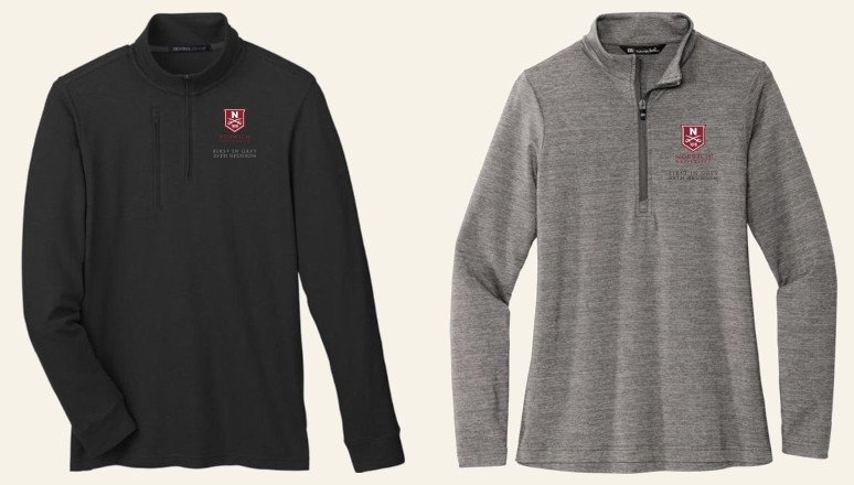 This ¾ zip item for men/women could be a nice addition to your NU wardrobe!