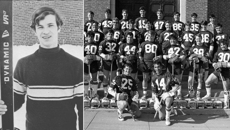Peter Cornish (left) and the 1975 Men’s Lacrosse Team (right)