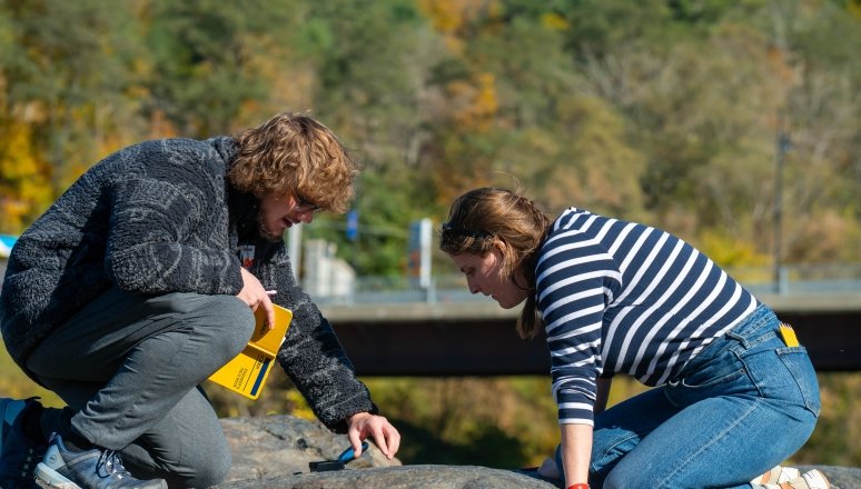 Geology and Engineering Students working on an outdoor project