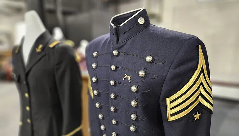 military uniforms on display in Sullivan Museum 