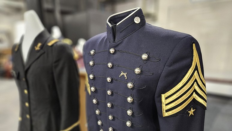 military uniforms on display in Sullivan Museum 