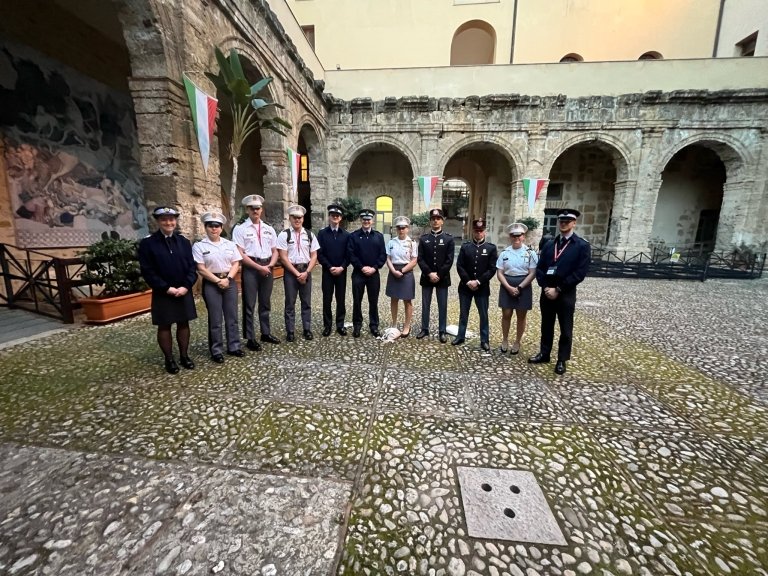 Norwich Cadets take picture with Italian Cadets and British Air Force Cadets.