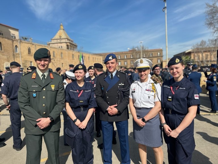 Cadet Adipietro with 2 British Cadets in the Royal Navy and two Dutch Cadets from the Netherlands. 