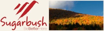 Sugarbush logo. At right: "A Mountain of Color" by Rob Shenk is licensed under CC BY-SA 2.0. To view a copy of this license, visit https://creativecommons.org/licenses/by-sa/2.0/?ref=openverse.
