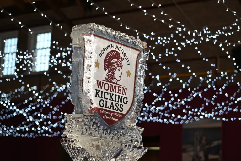 Women Kicking Glass Gala Ice Statue