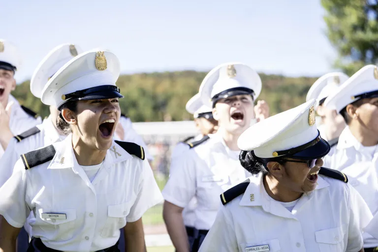 Norwich Rooks excitedly enjoying Cadet athletics during the 2025 Homecoming. 
