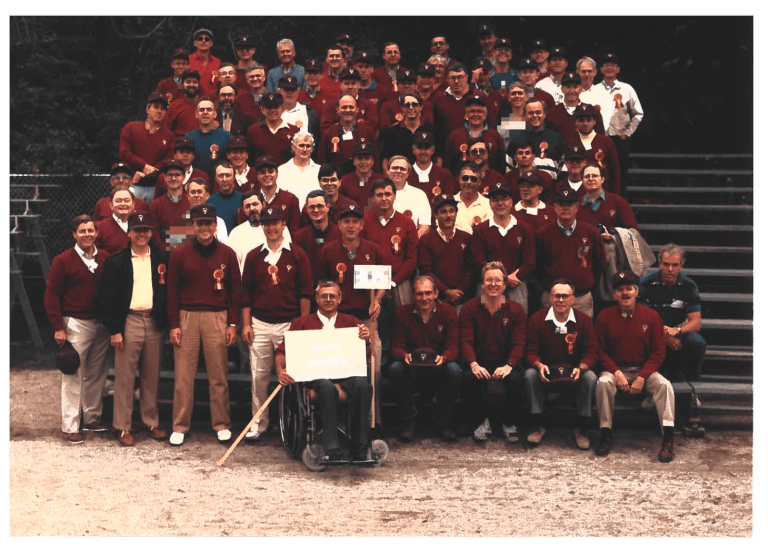 A slightly low-resolution Class of 1964 photo, staged conventionally with rows rising behind each other on bleachers.