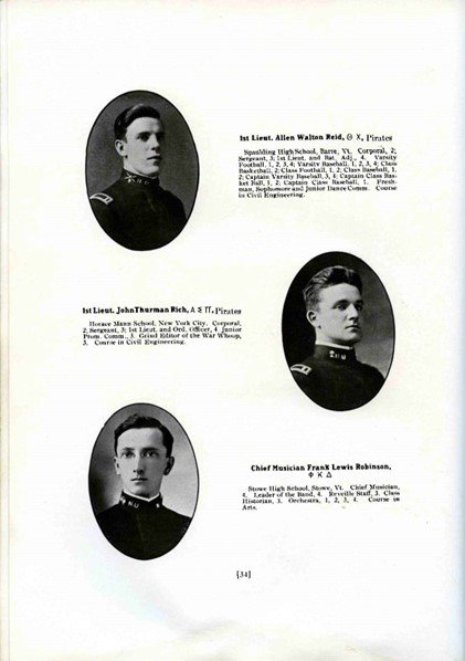 A scan of a historic document featuring brief cadet write ups.