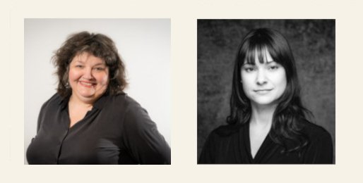 Staff headshots of Ann Harvey (left), Megann O'Malley (right) against a tan background