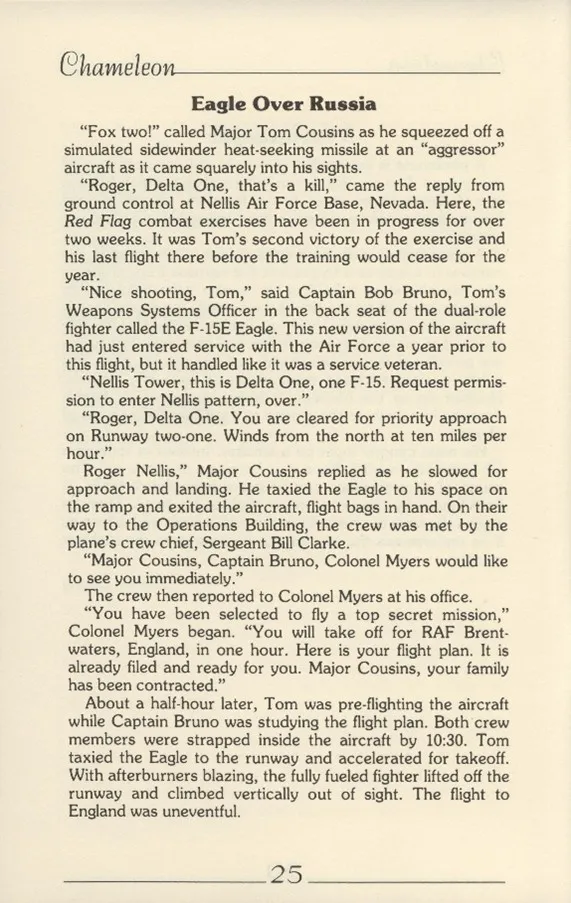 Magazine page titled Eagle Over Russia with paragraphs of story text and page number 25 at the bottom.