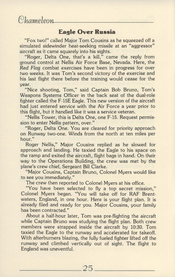 Magazine page titled Eagle Over Russia with paragraphs of story text and page number 25 at the bottom.