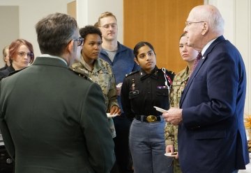 Senator Patrick Leahy and his wife Marcelle visited the campus of Norwich University and the Senator Patrick Leahy School of Cybersecurity and Advanced Computing 