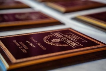 Scene, inductee plaques, Athletic Hall of Fame Induction