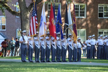 Group of flagbearers at 2025 Homecoming Review with Retreat
