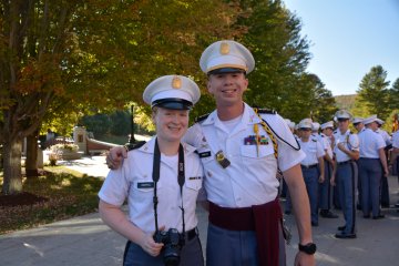 Cadets DiNapoli and Printup in from of other group of cadets