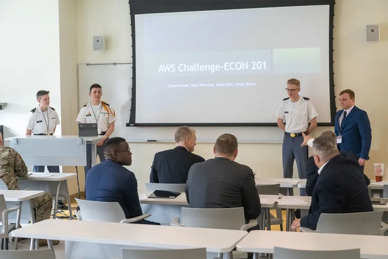 Students participating in the AWS Business Case Competition